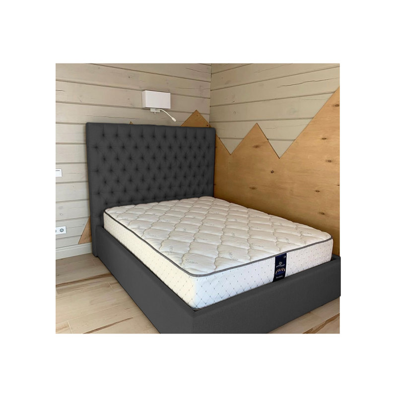 Leon Deshler Upholstered Bed Frame - Plush Velvet with Headboard and Sprung Slats, Black, Single (3')