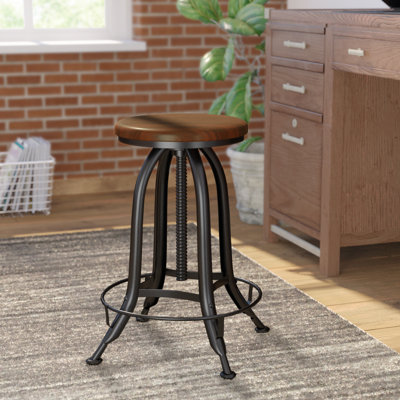 Swivel Solid Wood Adjustable Height Bar Stool