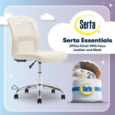 Serta Essential Armless Functional Task Chair with Breathable Mesh Back, Quality Foam Cushion Seat by Serta