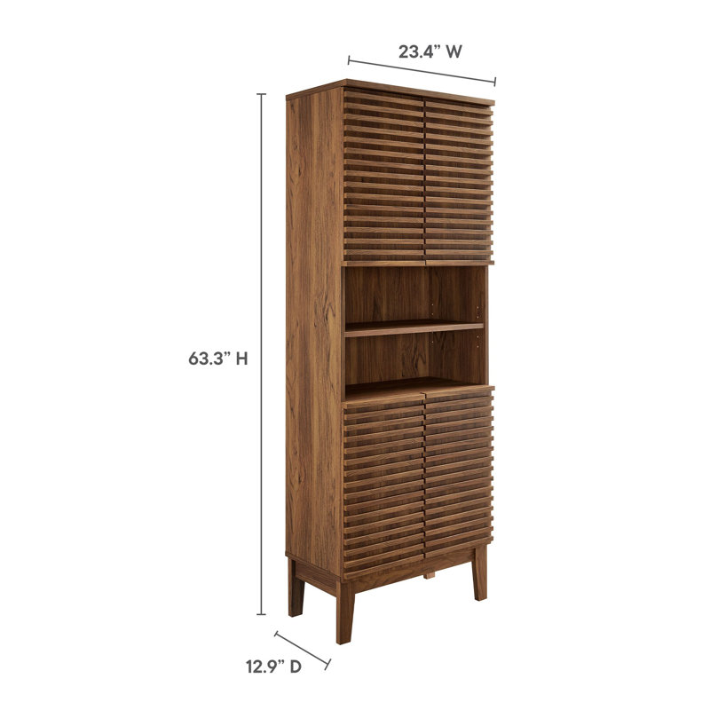 Render Tall Bathroom Storage Cabinet In Walnut, Walnut