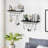 Floating Wall Shelves With Adjustable Hooks For Kitchen, Bathroom, Or Coffee Nook - Rustic Storage Shelf Set Of 2 - Durable Pine Wood With Matte Black Metal Brackets
