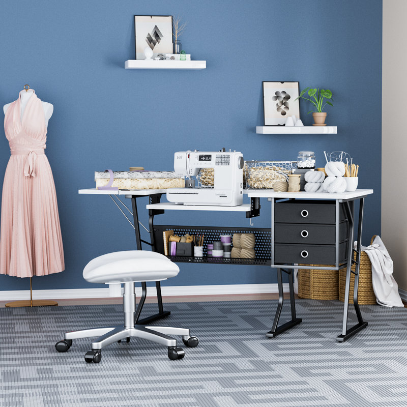 60" W X 23.5" D Sewing Table With Height Adjustable Platform