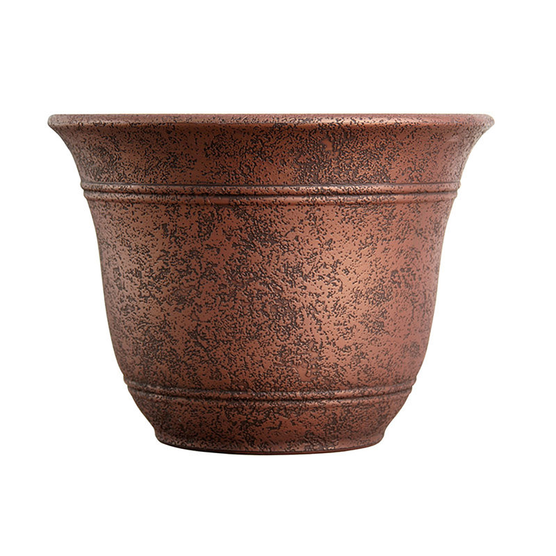 Pot à fleurs en résine , Pierre rouge rustique, H 6,95 po x l 13 po x P 13 po