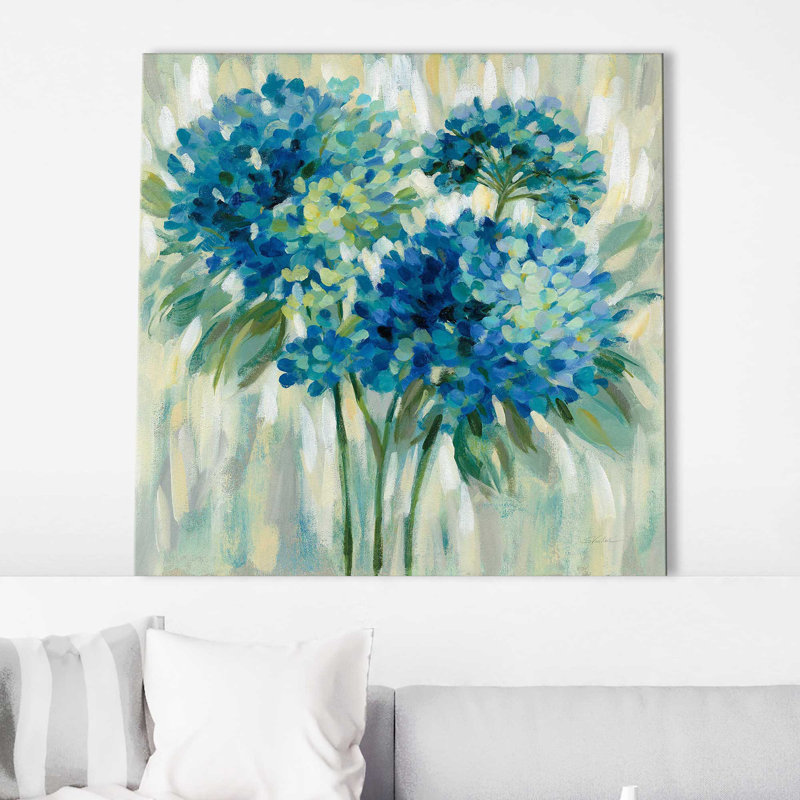 Éclat d'hortensias - Peinture, Toile tendue, H 28 po x l 28 po x P 1,5 po