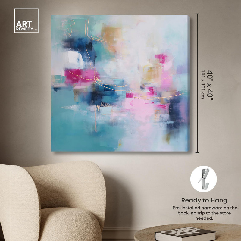 «Dissolve Colors Blue Decor» par Art Remedy, 40" H x 40" W, Toile tendue avec châssis