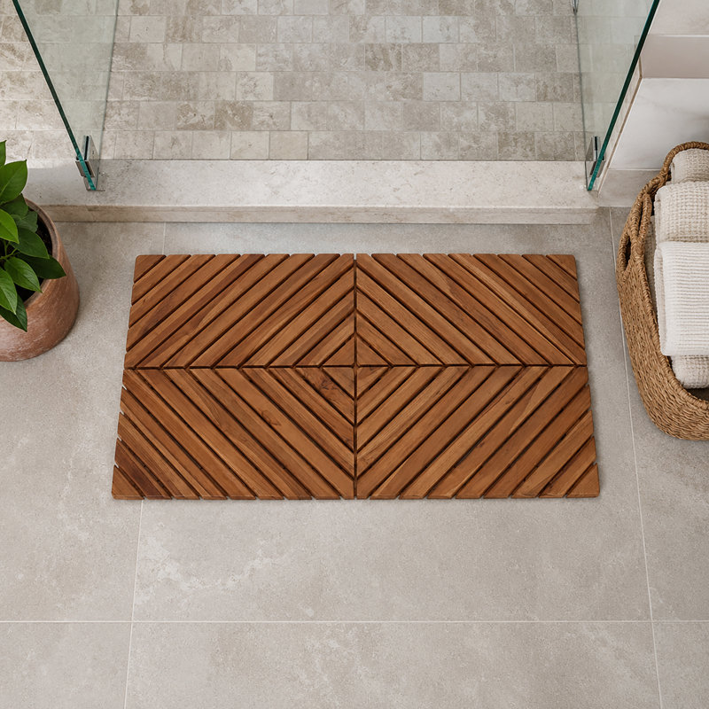 Solid Wood Non-Slip Shower Mat