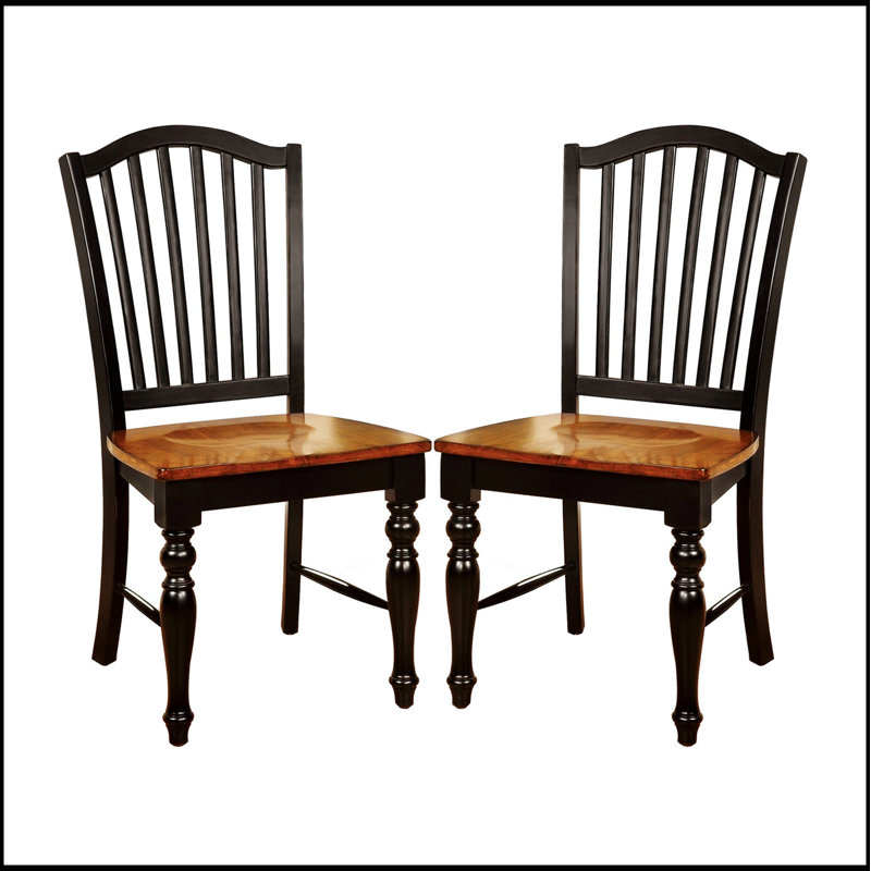 Ensemble de 2 chaises d'appoint élégantes de style champêtre avec une finition en chêne noir et antique, alliant charme rustique et sophistication moderne