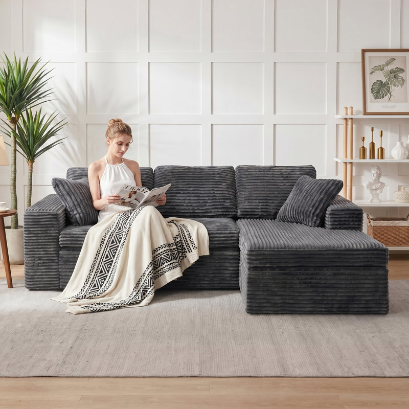 108'' Modular Cloud Sectional Sofa With Modern Style, 2 Pieces For Living Room Bedroom, No Assembly Required(Right Hand Facing, Gray)