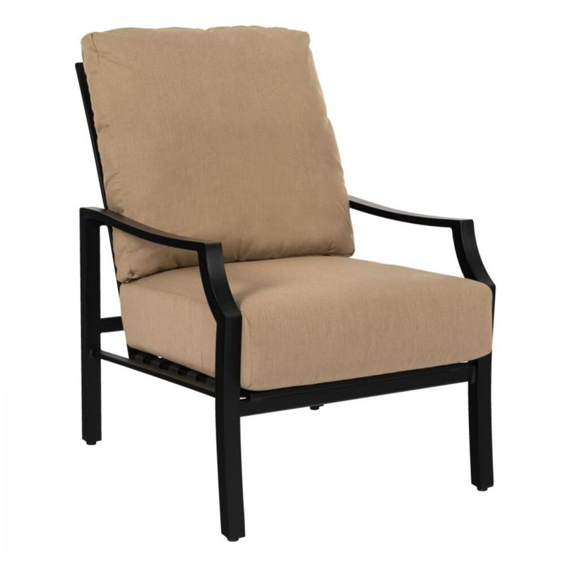 Nico Outdoor Lounge Chair, Smooth Black, Canvas Heather Beige Sunbrella® Canvas
