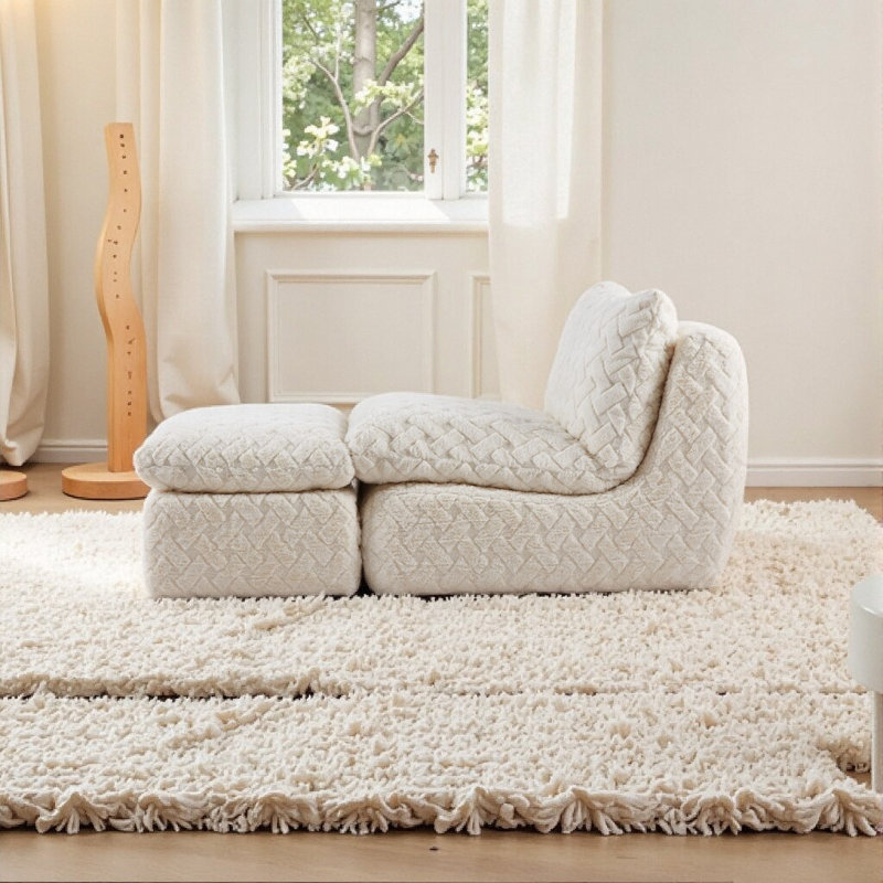 Canapé ergonomique pivotant à 360 ° - Mousse à mémoire de forme confortable avec repose-pieds et rotation silencieuse, Beige