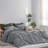 MooMee Duvet Cover Set with Zipper Closure & 8 Interior Ties 100% Washed Cotton Twill Soft Linen Like Textured-107383173-107383181