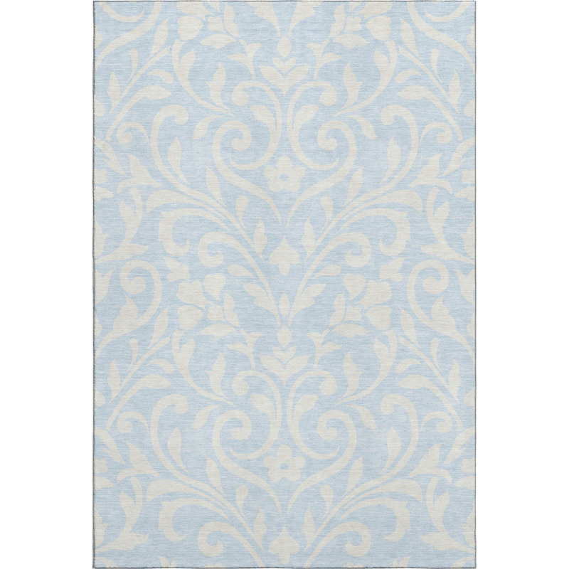 Premium Machine Washable Prisco Sky Rug, Rectangle 3' x 5'