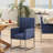 Element Modern Tufted Velvet Upholstered Stainless Steel Dining Arm Chair in Blue-733414708