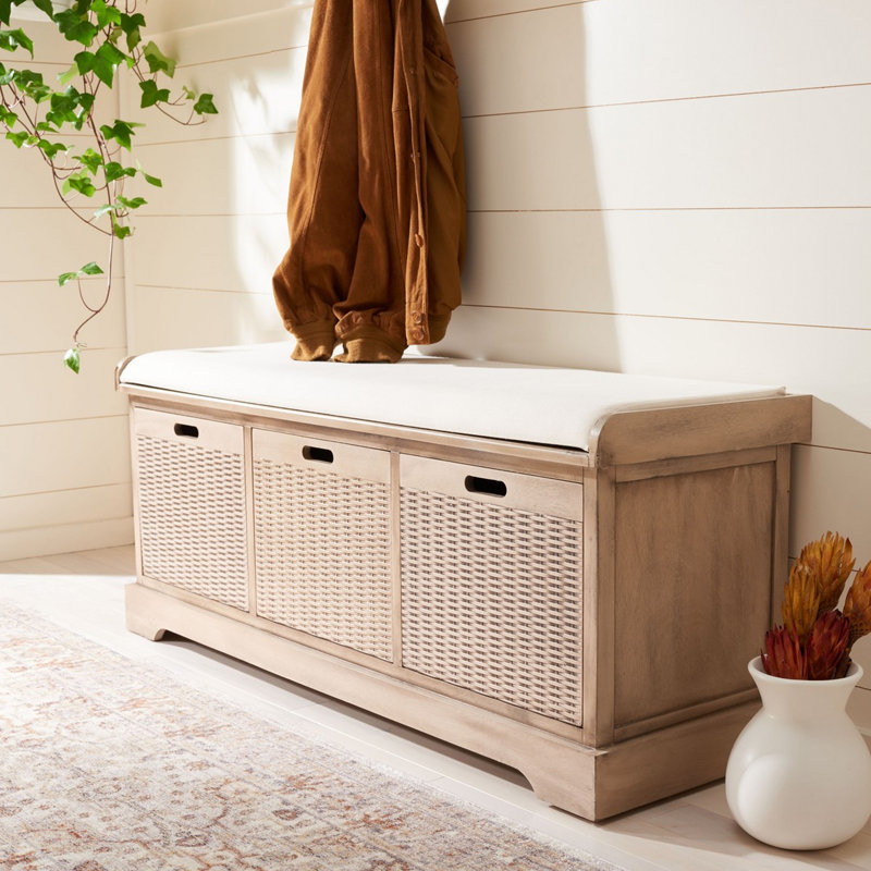 Nelsen Upholstered Storage Bench, Sand