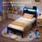 Platform Bed Frame With Led Lights Storage Headboard And Charging Station-1303927151-1275432147