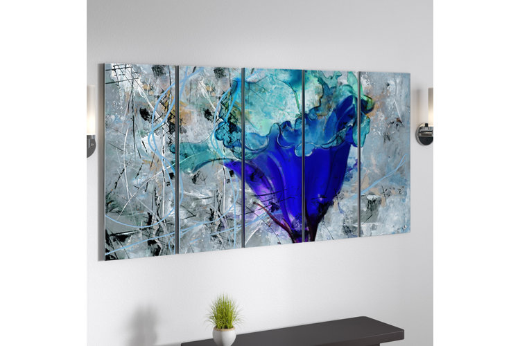 'Painted Petals LX' by Tristan Scott - 5 Piece Wrapped Canvas Print Set