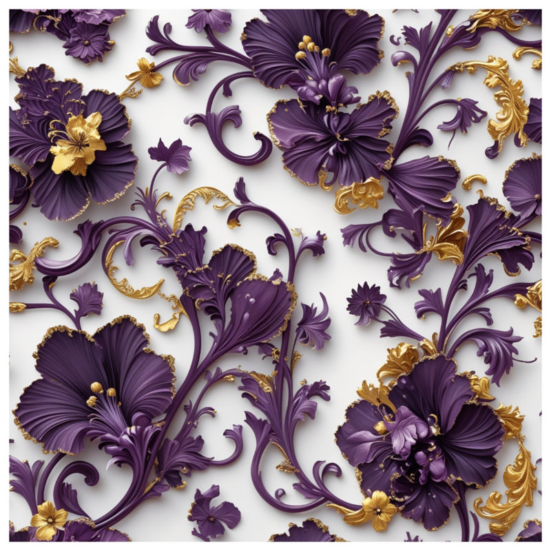 Rideaux de douche mauve à motif floral extra longs, L 70 po x H 84 po