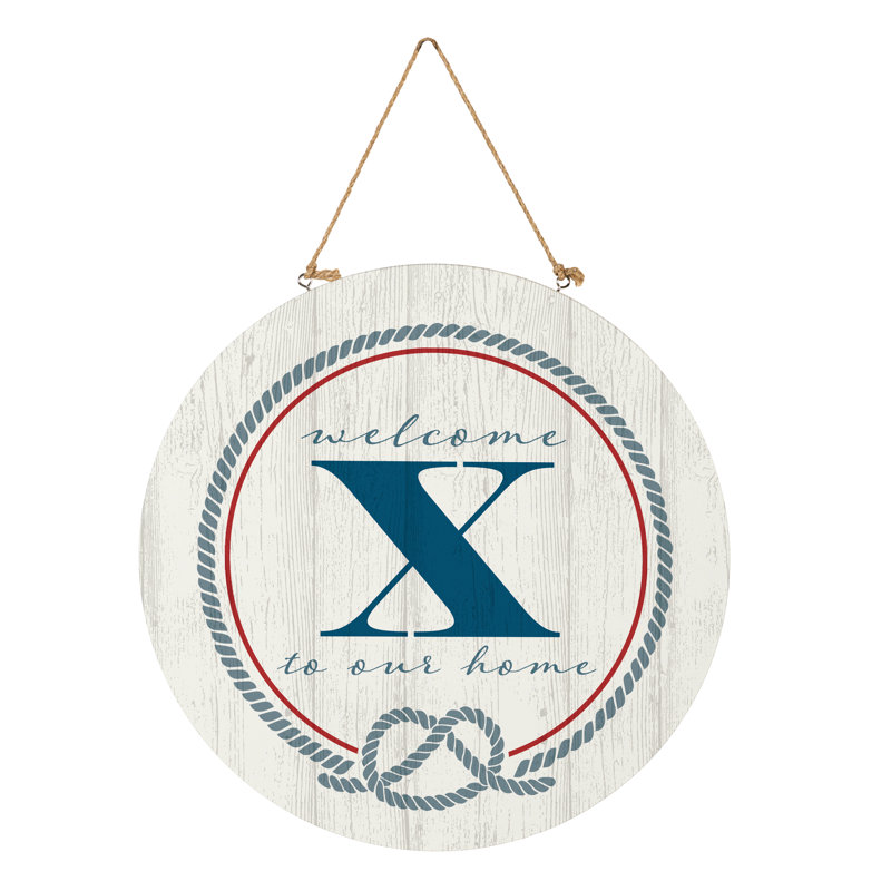 Monogramme de porte côtière 18 po x X, Bleu / blanc / rouge