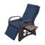 Fauteuil inclinable d'extérieur en osier PE avec table d'appoint intégrée et coussin amovible, bleu marine-1507400611