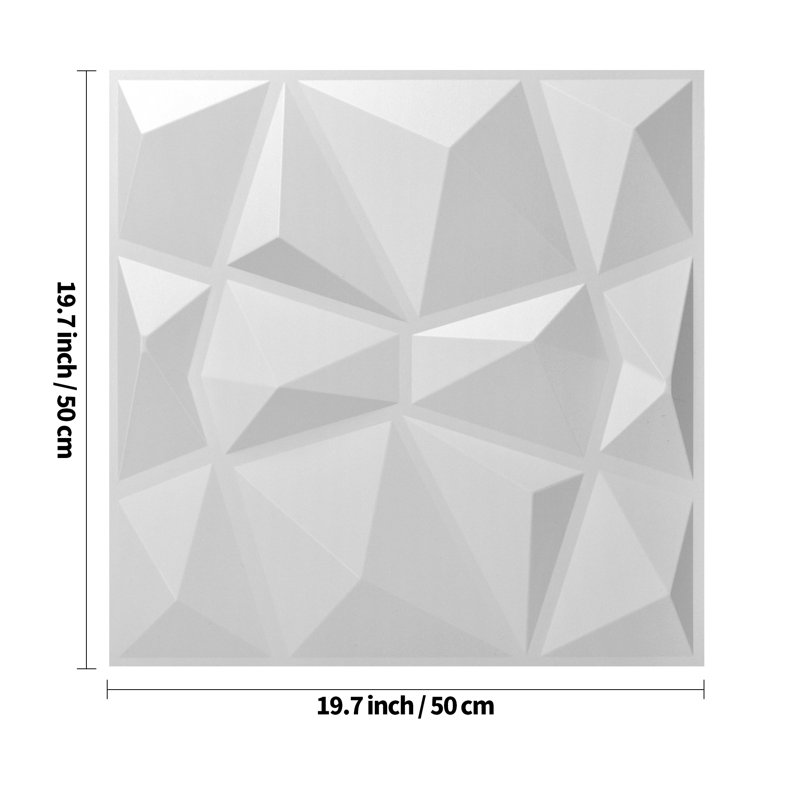 Wiegers 19.7''x19.7'' 3D PVC Wall Panel for Interior Decor,32sq.ft.(Set of 12), White