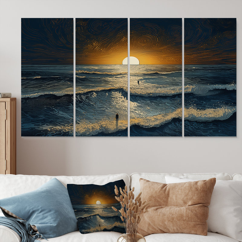 Rubenstein - ensemble d'art mural plage et océan 4 pièces, H 28 po x l 48 po