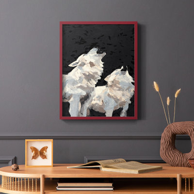 Midnight Wolves, reproduction encadrée - bois massif