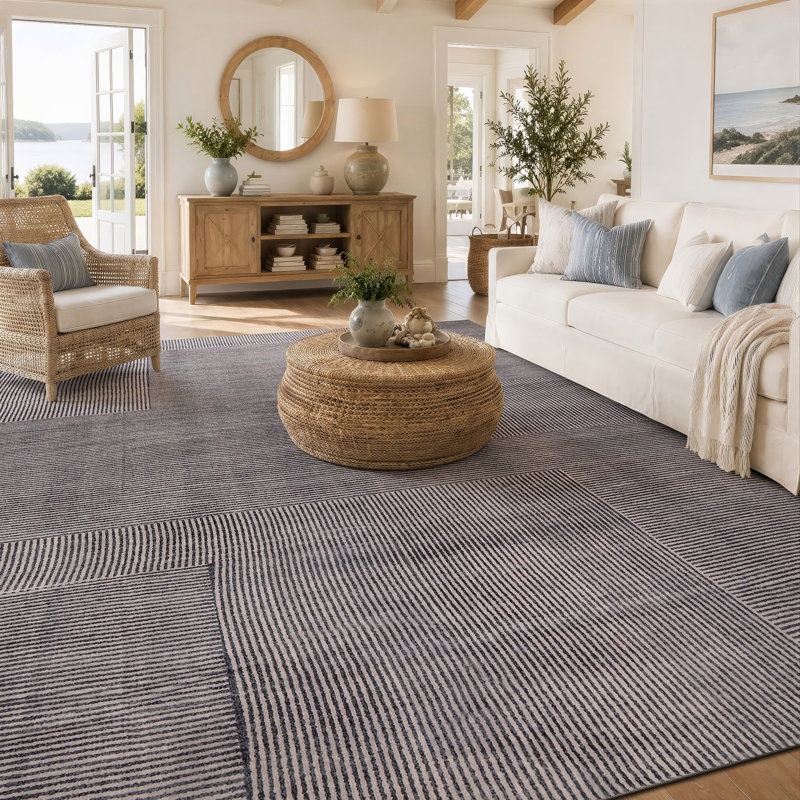 Tapis gris antidérapant Lin Lin, Gris, 6 pi 6 po x 9 pi