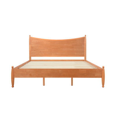 Harlow Modern Traditional Solid Wood Platform Bed with Curved Headboard and Slat Support