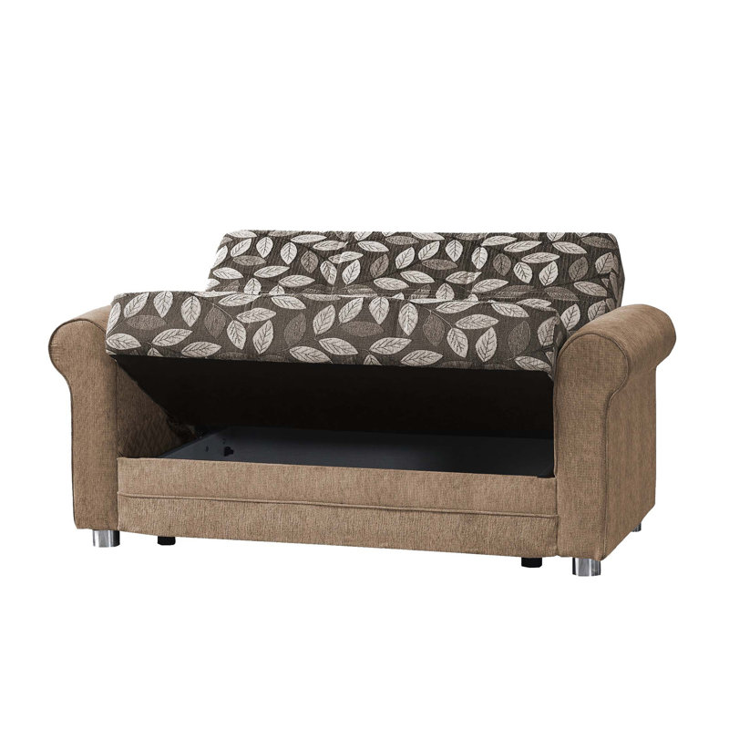 Causeuse convertible avec rangement Primenest Grandera, beige, Beige / brun multi