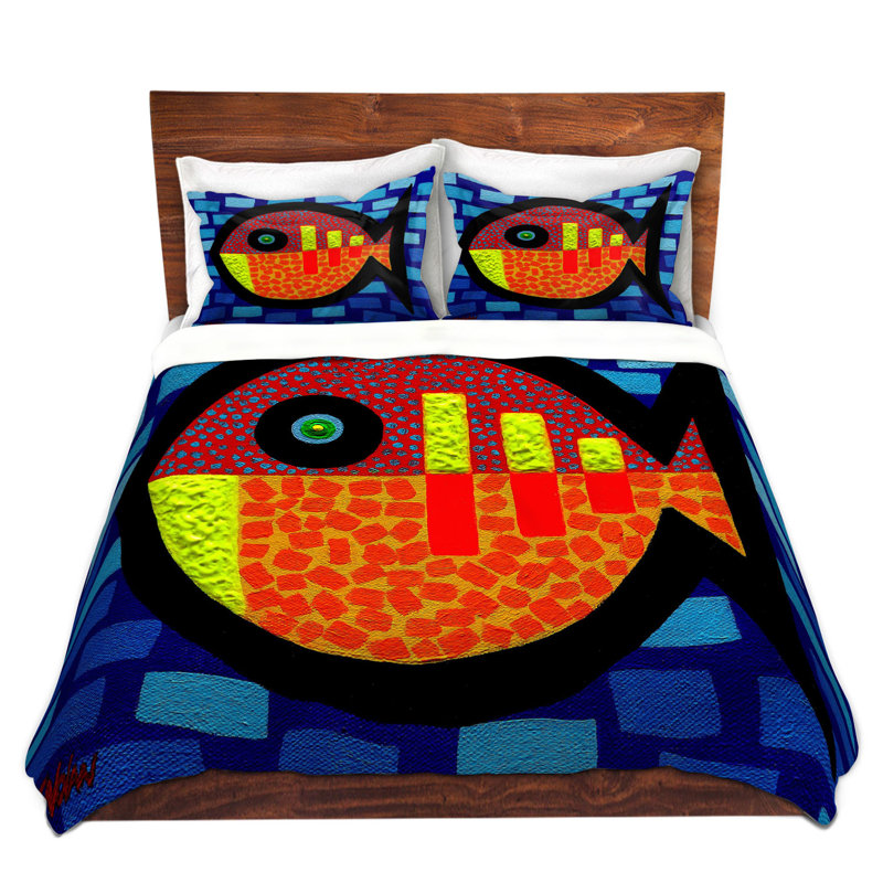 Ensemble de housse de couette sunday fish, 1 housse simple + 1 taie standard