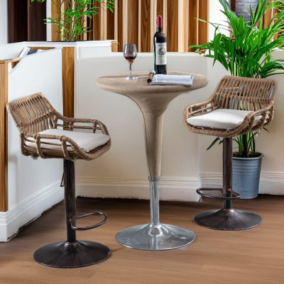 Ensemble de 2 tabourets de bar modernes pivotants avec repose-pieds réglables pour la cuisine et la salle à manger