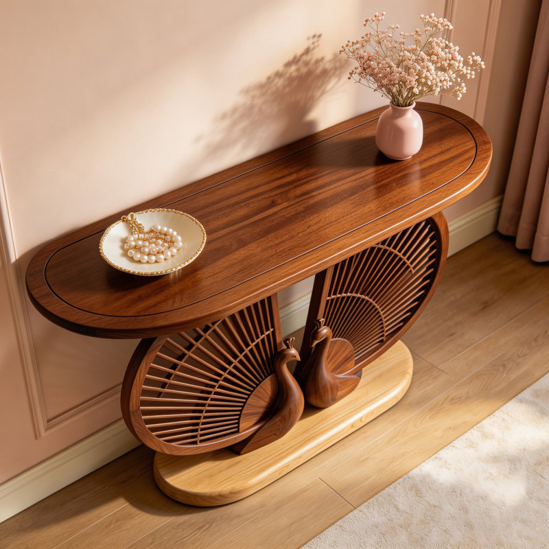 Console en bois massif de style médiéval, H 34,6 po x l 59 po x P 14,9 po