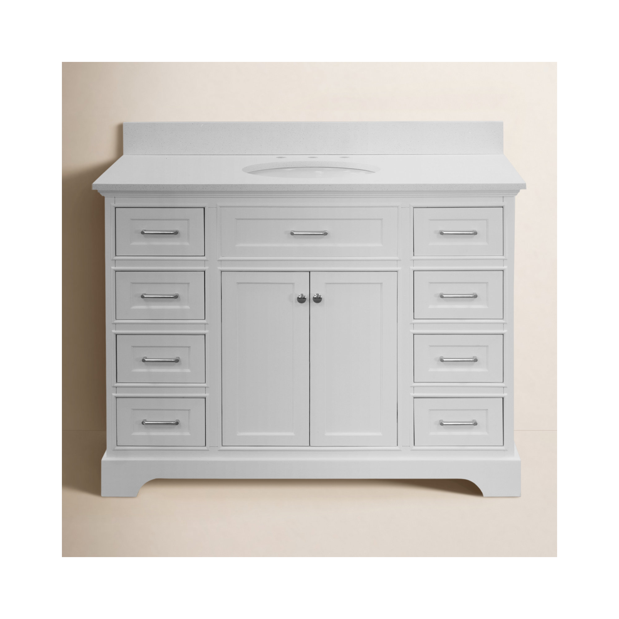 Ronnie 48'' Single Bathroom Vanity, White, Quartz