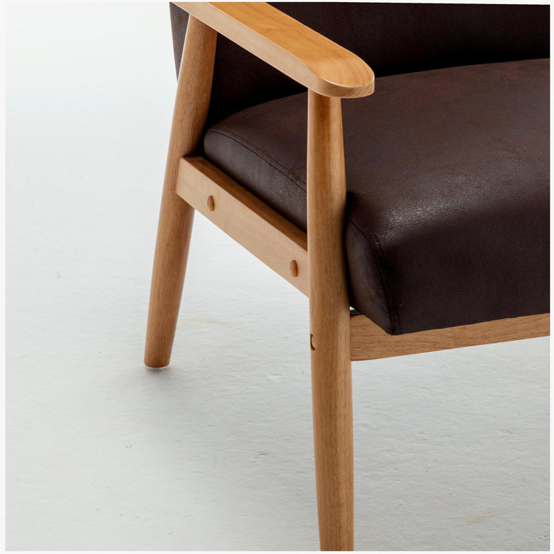 Fauteuil de style Mid-Century moderne de 25,38 po de largeur, brun foncé, Marron foncé