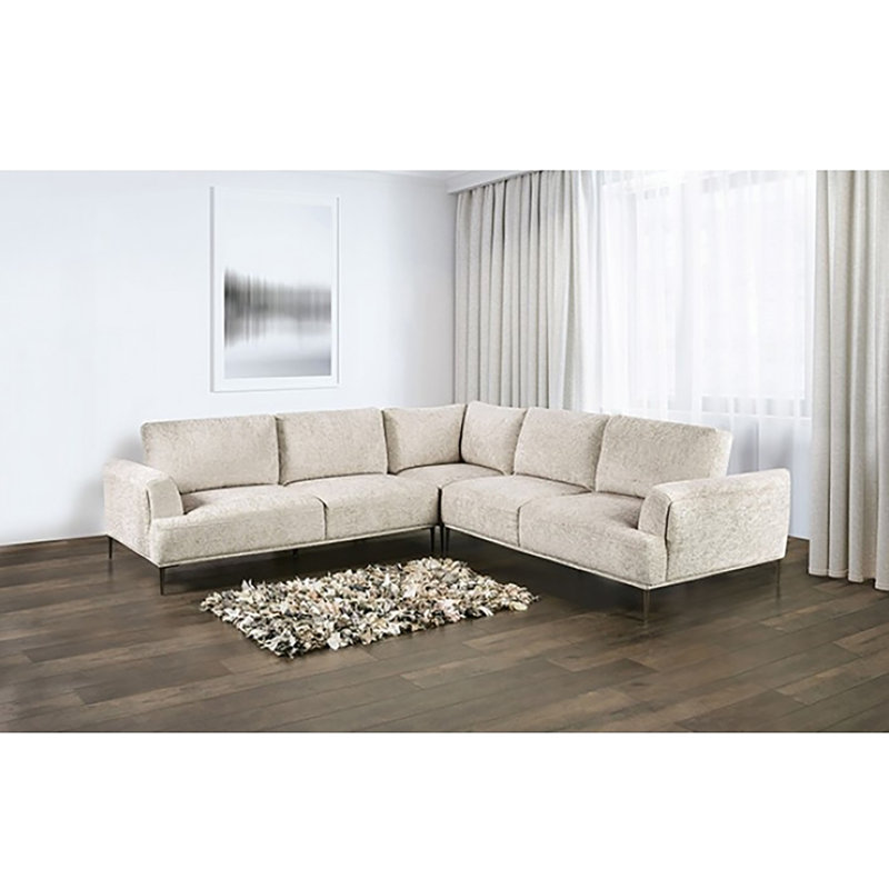 Boddis Large L-shaped Sectional, Light Brown Chenille