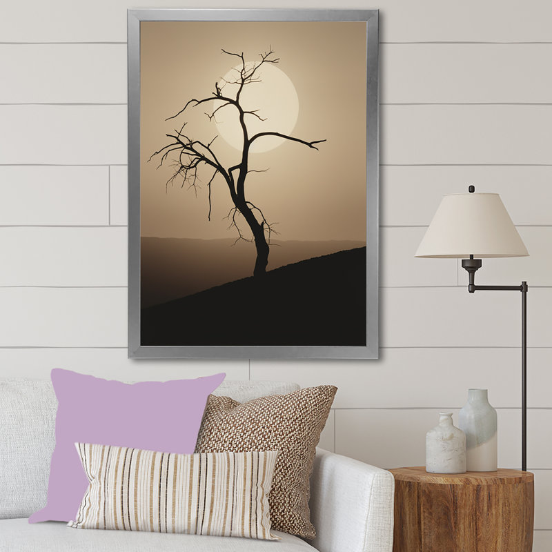 Minimalisme clair de lune, désert, simplicité, Cadre simple argenté, H 44 po x l 34 po x P 1,5 po