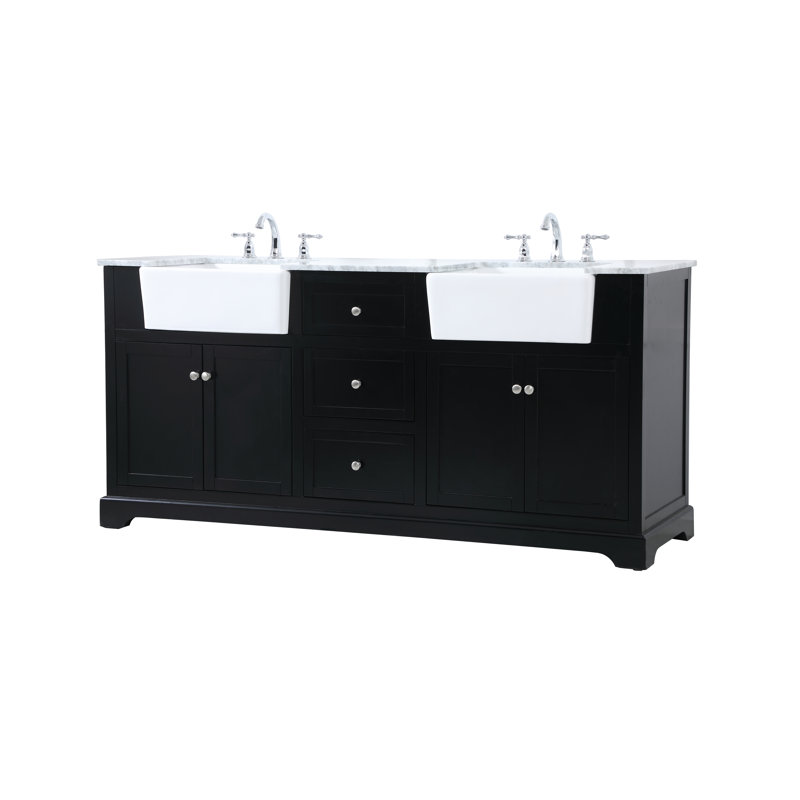Meuble-lavabo double 72 po Pardue, Noir, noir, noir, noir