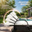 Chaise longue d'extérieur en rotin à dossier réglable, meubles de piscine confortables avec roulettes et coussins épais