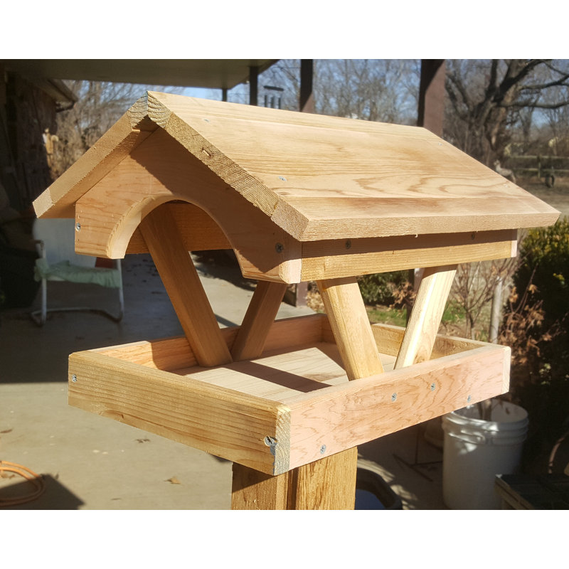 Catrin Wood Pole Tray Bird Feeder