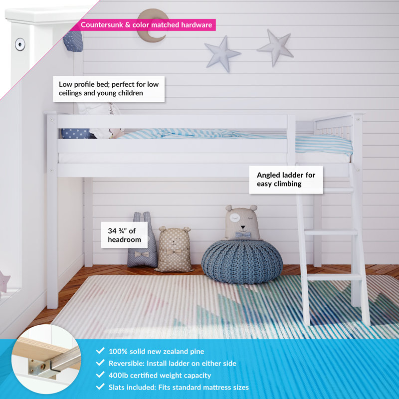 Jefferies Twin Solid Wood Loft Bed | Harriet Bee
