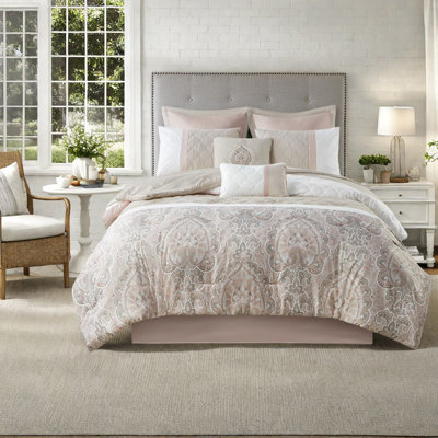 Luxury King Bedding Sets, Polyester 8 Piece Damask Set For Home