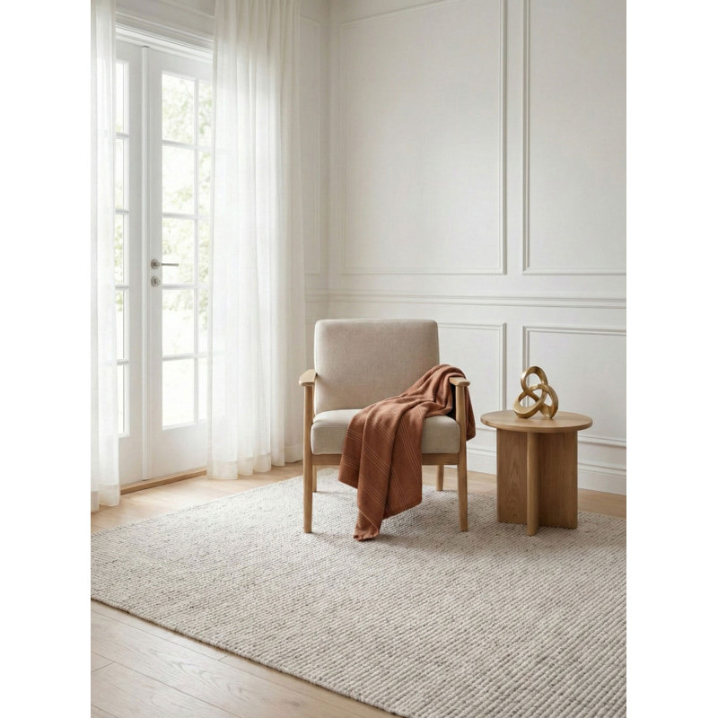 Amara Hand Loomed Area Rug in Natural/Black, Rectangle 5' x 8'