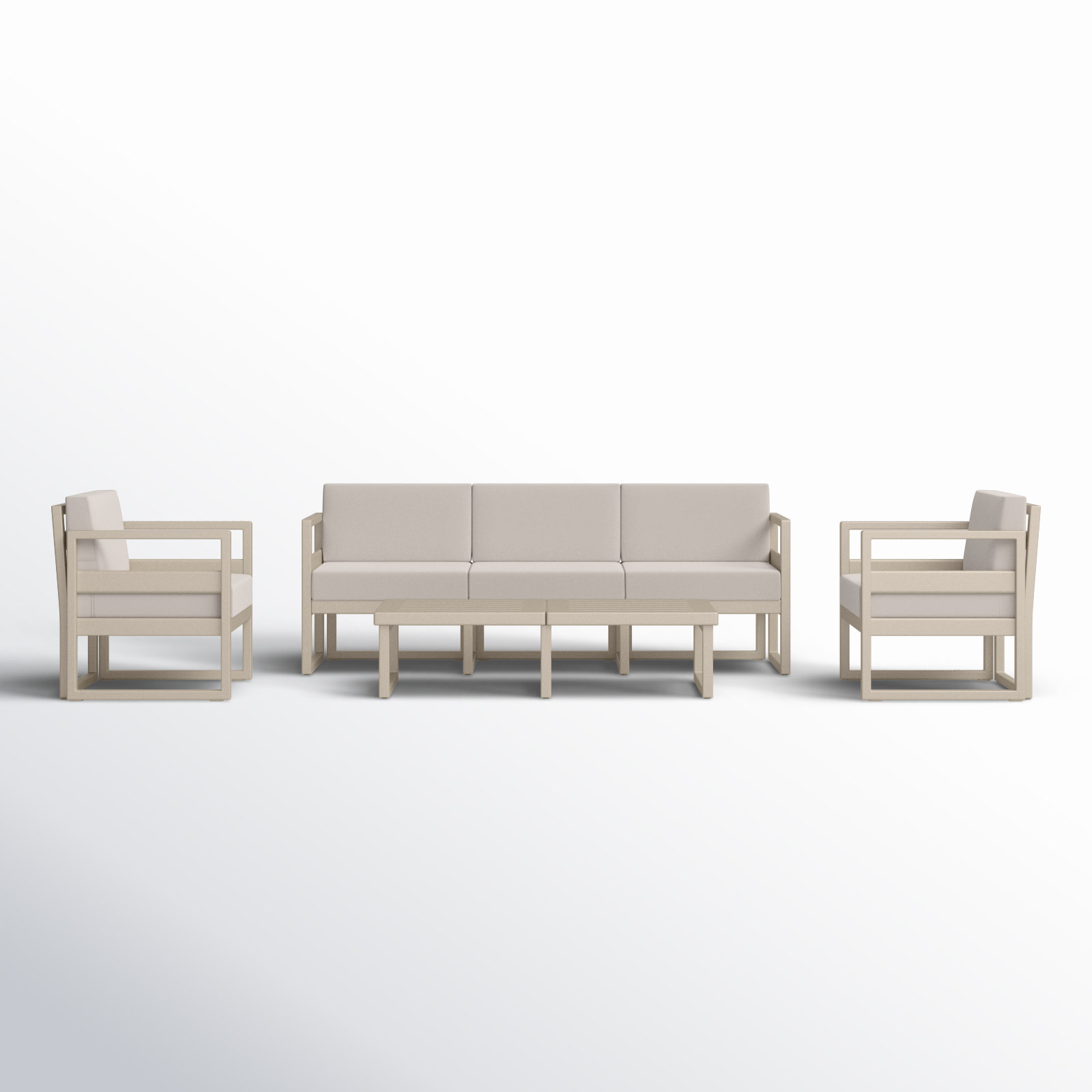 Lane 5 - Person Patio Conversation Set with Cushions, Taupe, Canvas Flax Sunbrella® Canvas