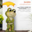 Statue grenouille souriante 27 "avec parapluie jaune H 27"