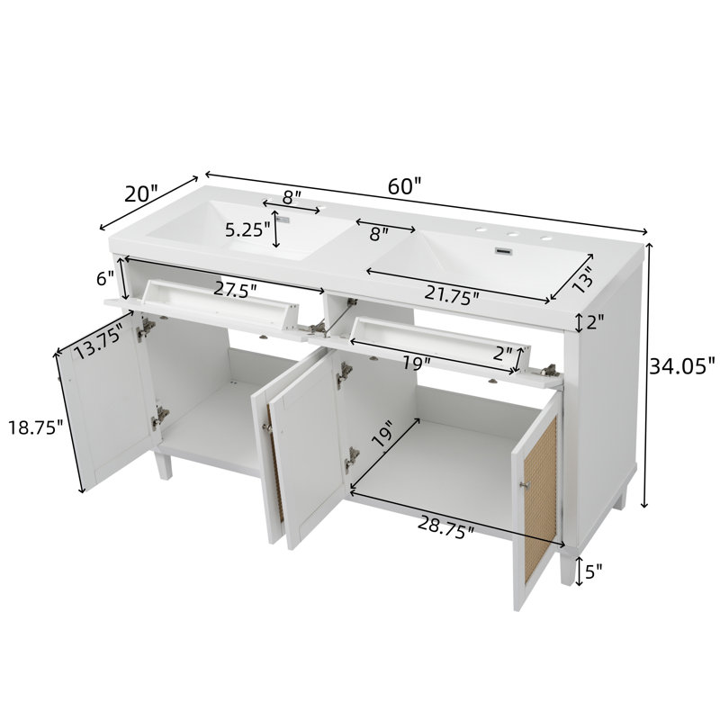Bathroom Vanity with Double Sink（White）