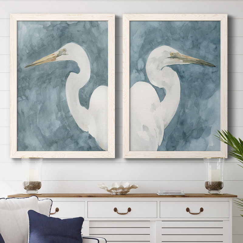 Watercolor Heron Portrait I, toile encadrée de qualité supérieure - prête à être accrochée, H 24 po x l 36 po x P 1,5 po