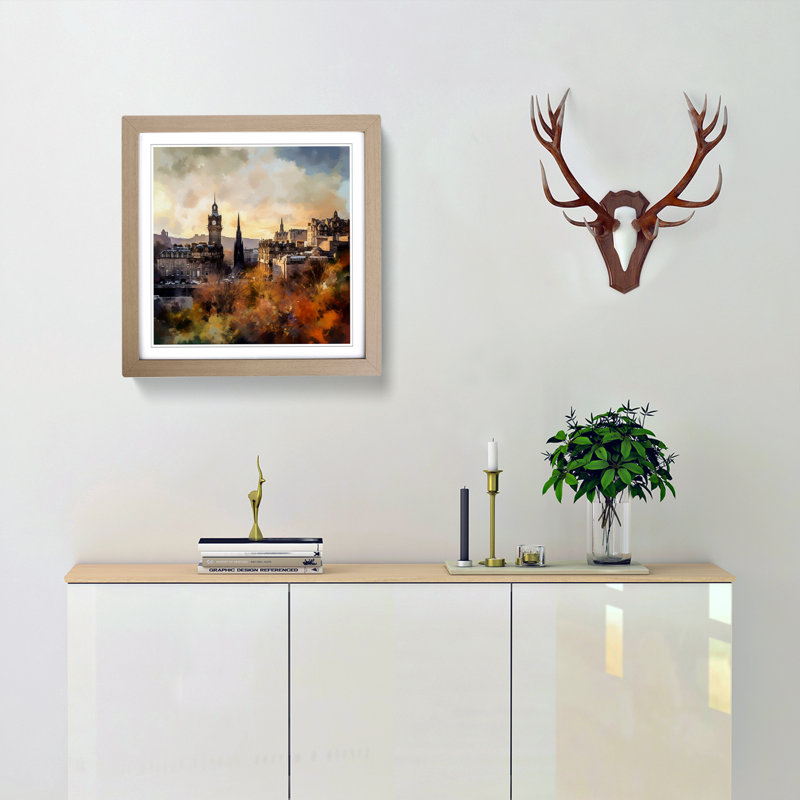 City of Edinburgh Impressionism - Framed Print, Oak