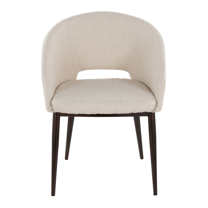 Evanoff 18.5'' H Upholstered Metal Side Chair, Cream Noise, Copper