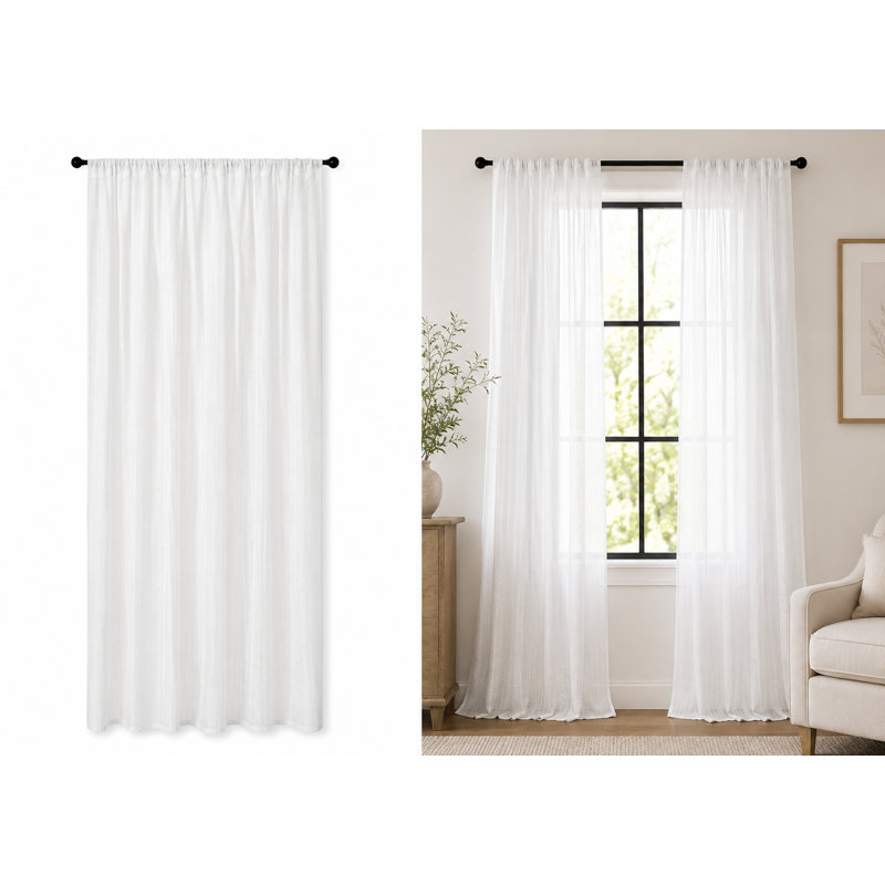 Balvina Semi Sheer Curtain Single Panel, 54" x 84", White