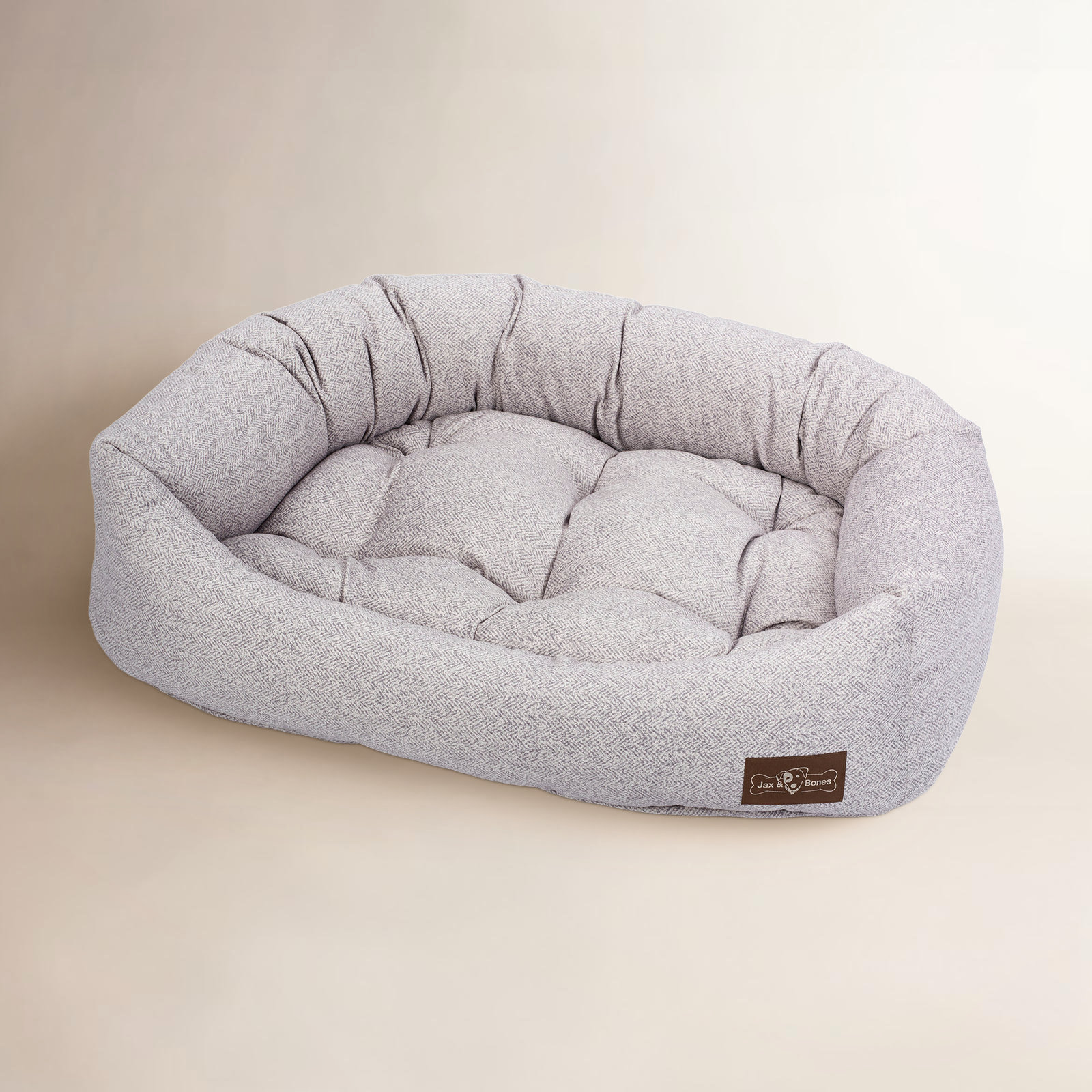 Herringbone Velour Pet Bed, Small (24" W x 21" D x 6.5" H), Herringbone Horizon